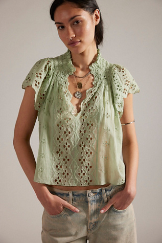 FP One Sigrid Blouse at Free People in Green, Size: M