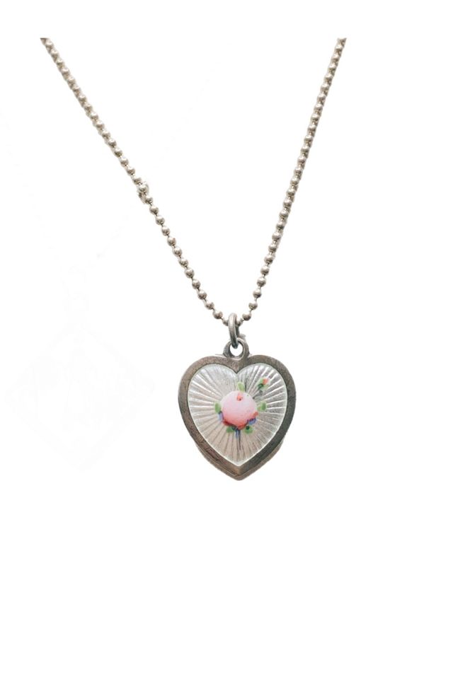 Antique French Sterling + Enamel Heart Necklace Selected by Lux Revival #1