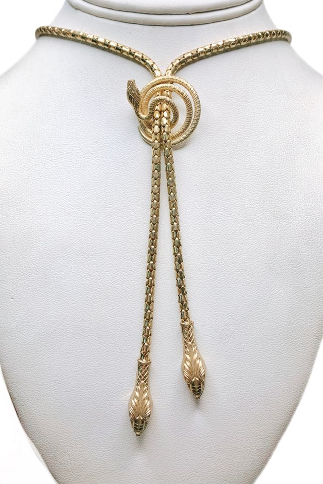 Art Deco Triple Snake Lariat Necklace Selected by Lux Revival #1
