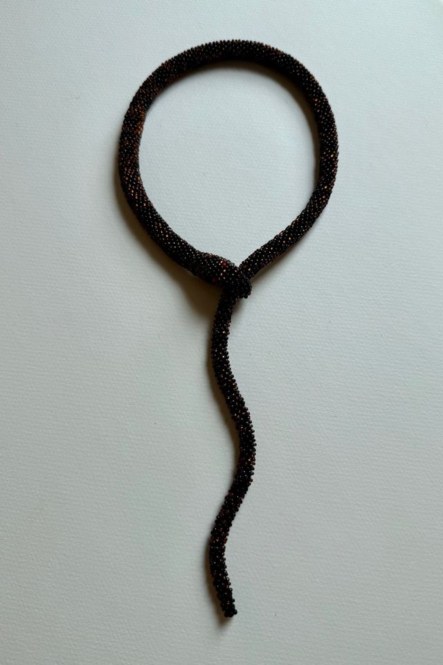 Black Beaded Snake Necklace #1