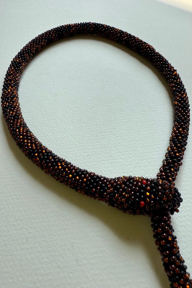 Black Beaded Snake Necklace #2