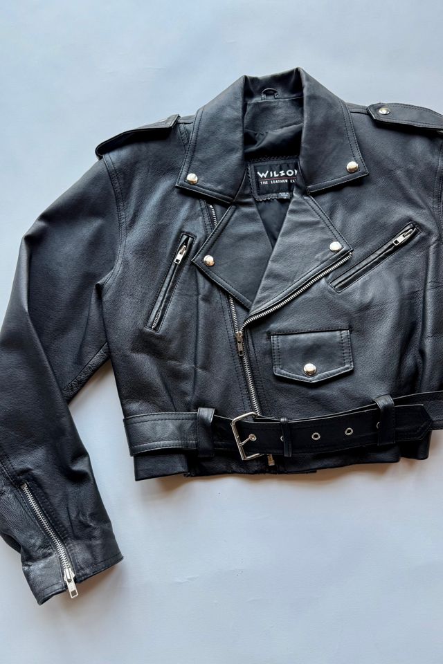 Cropped Leather Moto Jacket #1