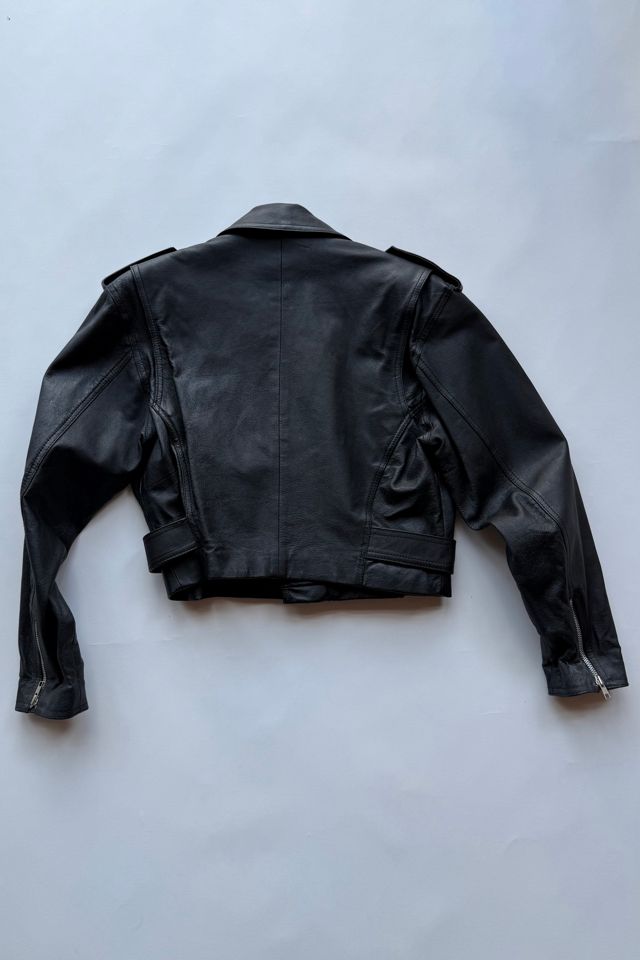 Cropped Leather Moto Jacket #3