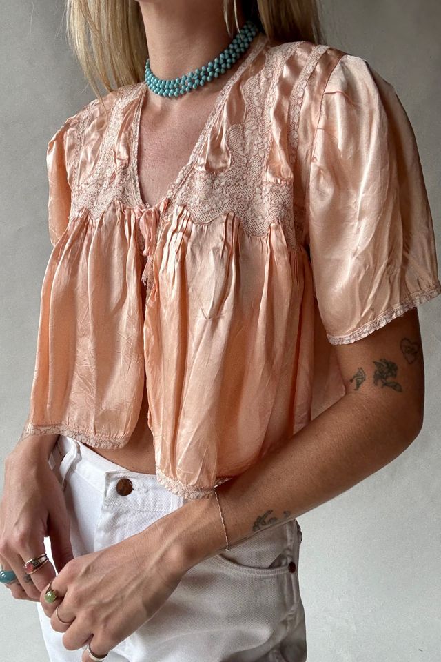 1930's Peachy Silk Bed Jacket Selected by Wax Plant #1