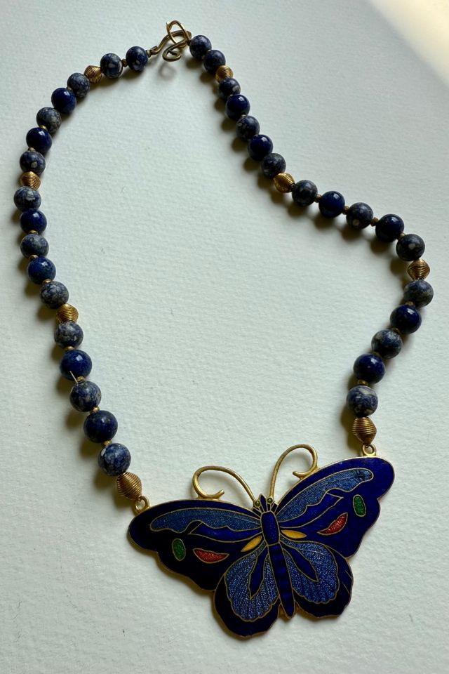 Blue Butterfly Necklace Selected by Wax Plant #1