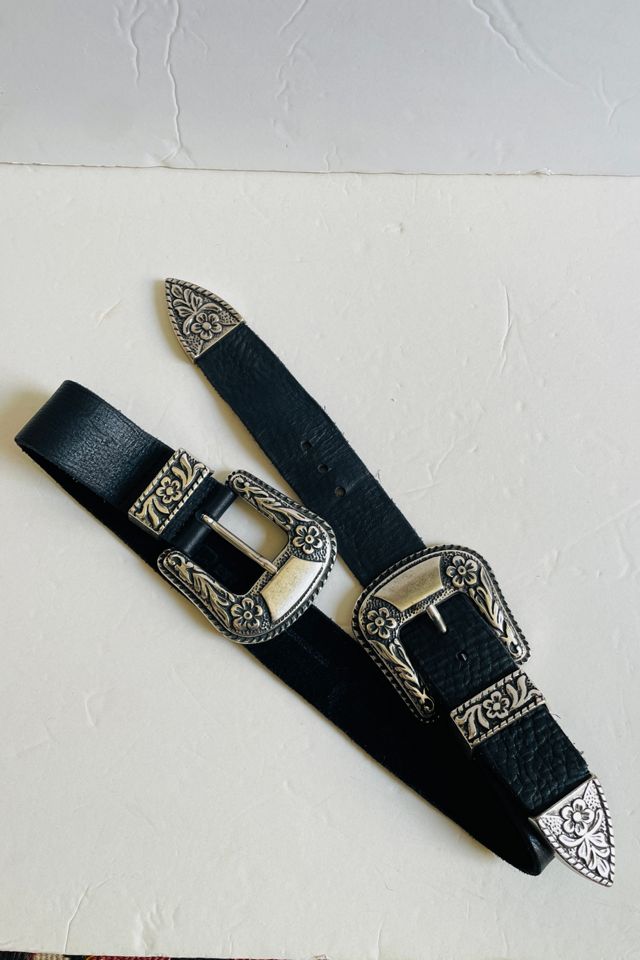Vintage Silver Double Buckle Western Belt Selected by FernMercantile #2
