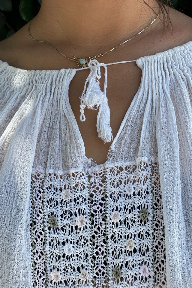 Vintage Boho Peasant Style Crochet Blouse Selected by FernMercantile #1