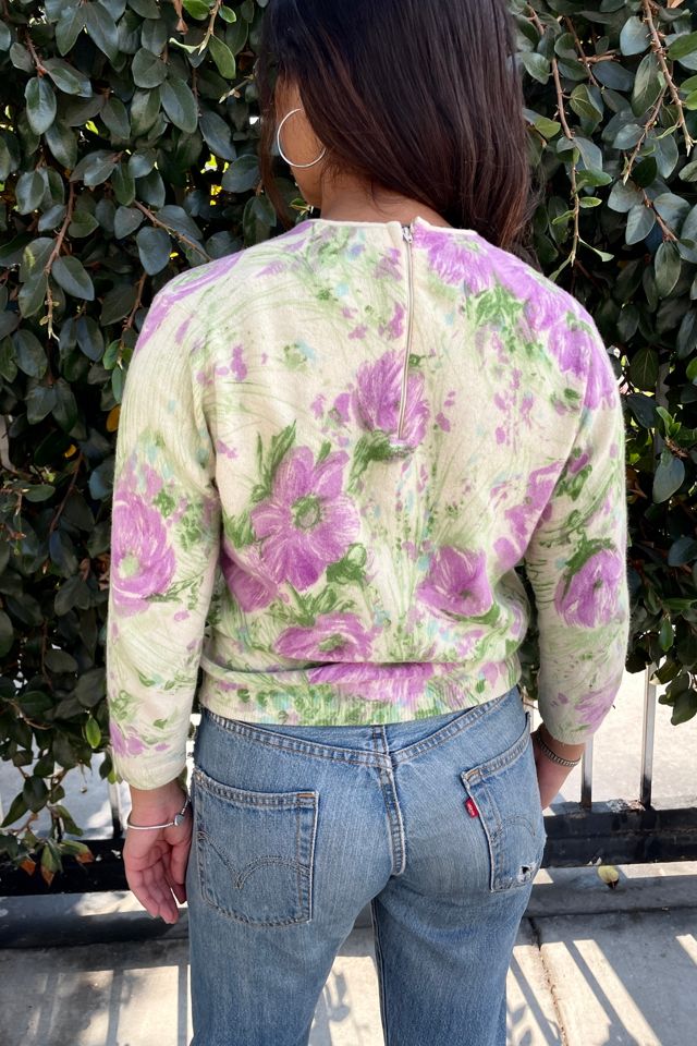 Vintage 1950's Painted Floral Sweater Selected by FernMercantile #2