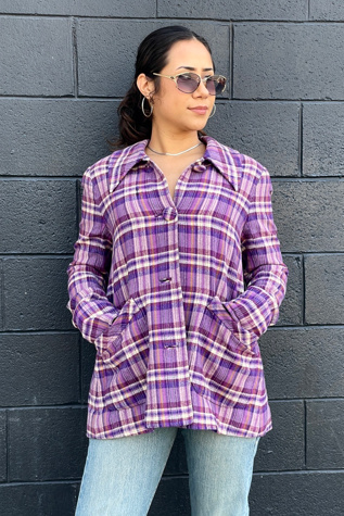 Vintage 1940's Purple Plaid Trapeze Jacket Selected by FernMercantile