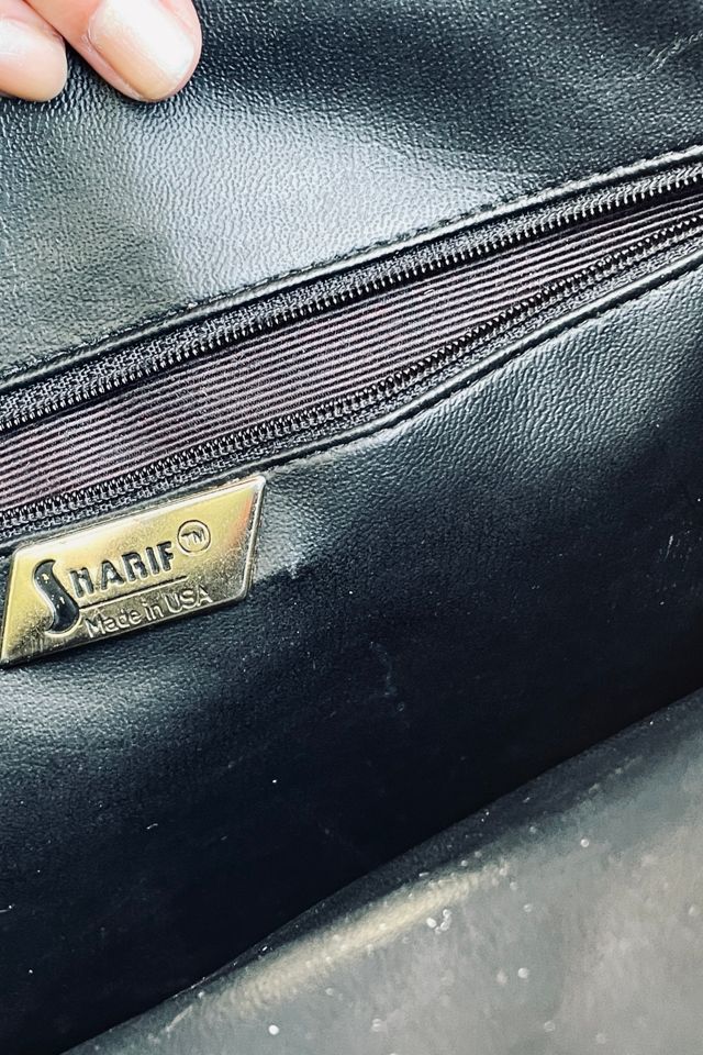 Vintage Woven Black Leather Shoulder Bag Selected by FernMercantile #3