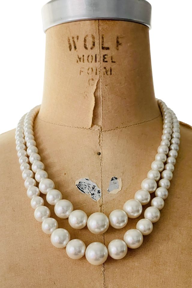 Vintage Double Strand Pearl Graduated Necklace Selected by FernMercantile #1