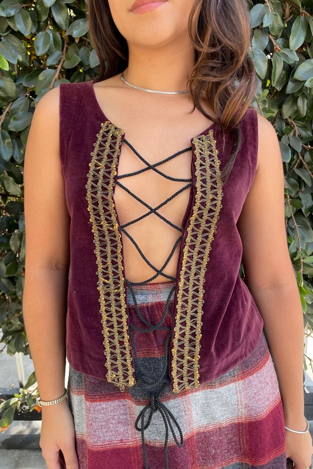 Vintage 1940s Corset Front Velvet Vest Selected by FernMercantile #1