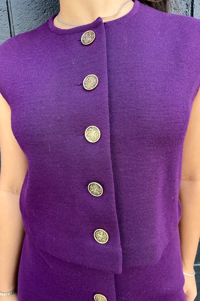Vintage 1970's Mod Purple Knit Maxi Skirt Set Selected by FernMercantile #2
