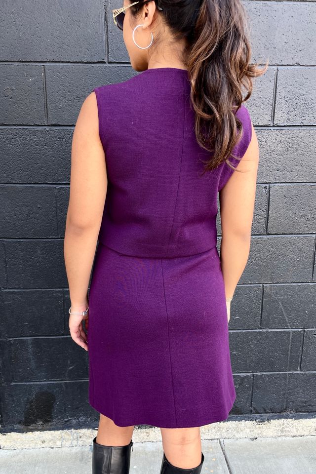 Vintage 1970's Mod Purple Knit Maxi Skirt Set Selected by FernMercantile #3