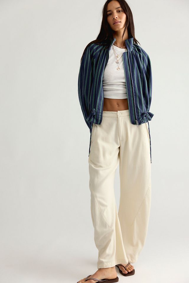 Devon Striped Balloon Funnel-Neck Jacket #3