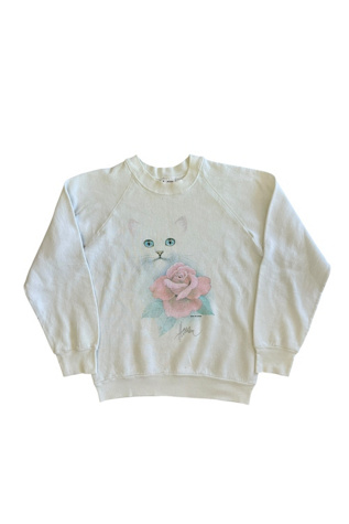 Vintage 1980s Cat Graphic Sweatshirt Selected By Vintage Warrior