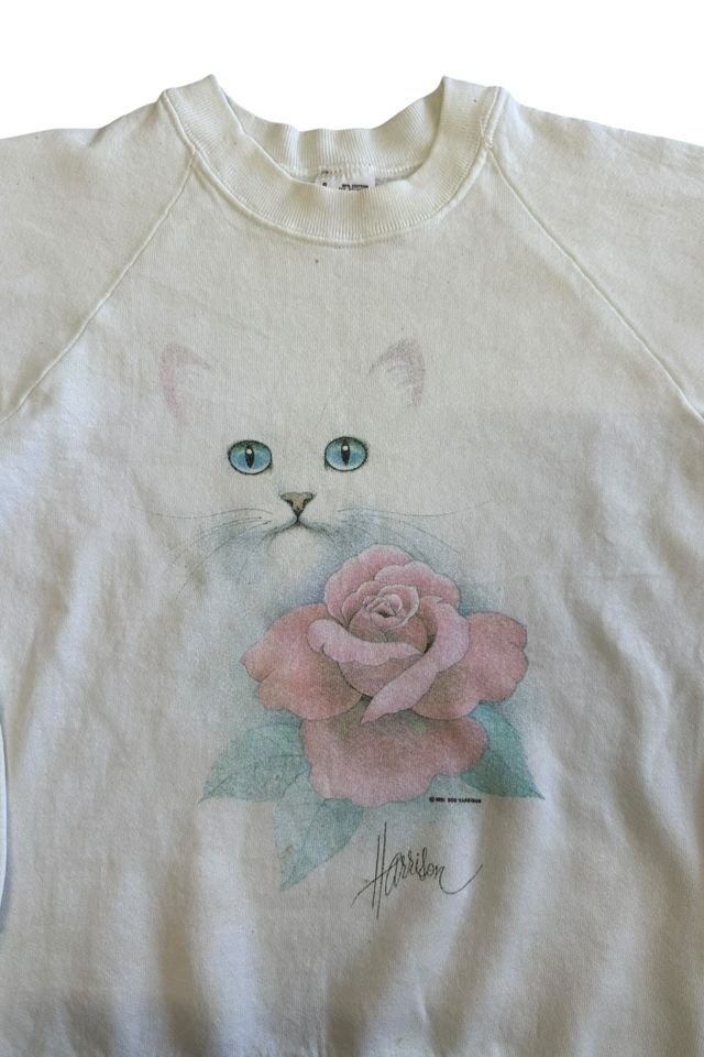 Vintage 1980s Cat Graphic Sweatshirt Selected By Vintage Warrior #1