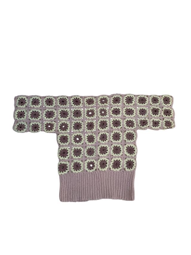 Vintage 1960s Hand Crochet Granny Square Top #3