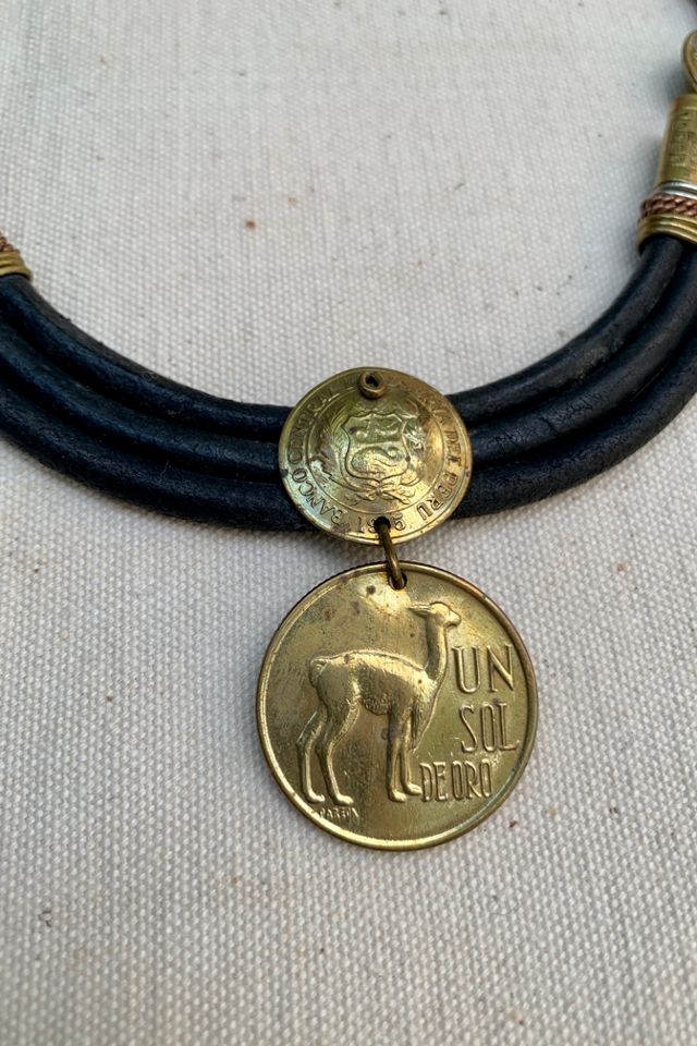 Vintage Leather Coin Pendant Necklace Selected by SharpLilTeeth #1