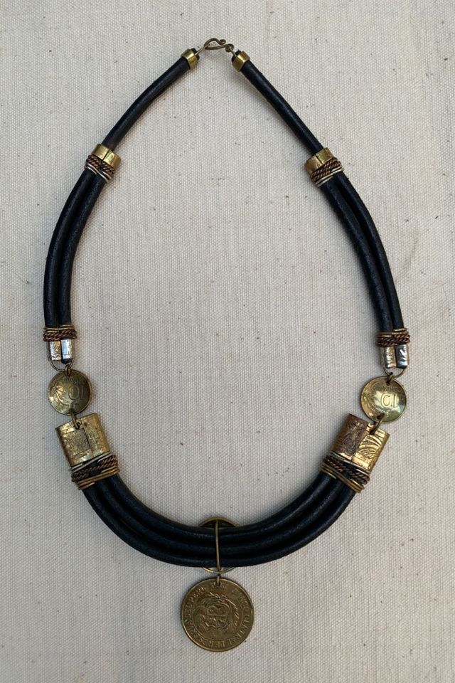 Vintage Leather Coin Pendant Necklace Selected by SharpLilTeeth #2