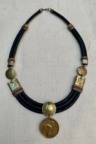 Vintage Leather Coin Pendant Necklace Selected by SharpLilTeeth