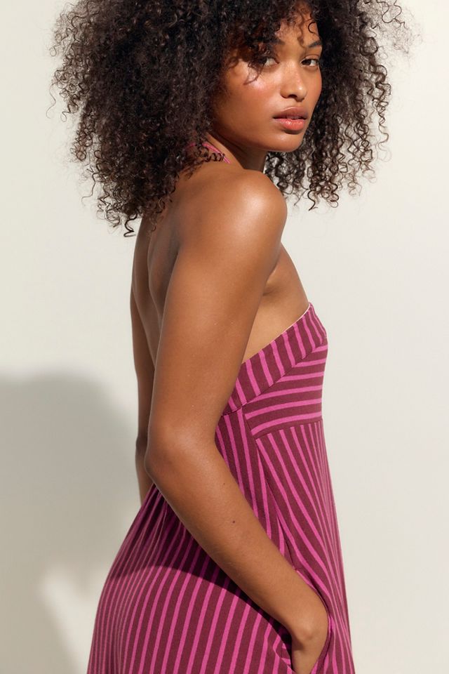 Sadie Striped Midi Dress by free-est at Free People in Purple, Size: XS