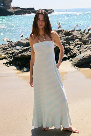 Sadie Striped Midi Dress by free-est at Free People in Blue, Size: XS