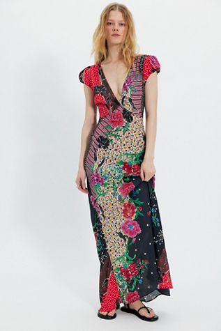 chinese dress ladies Lady Black Tie - Bluebell Breeze - Blue Floral Midi Dress main image 1