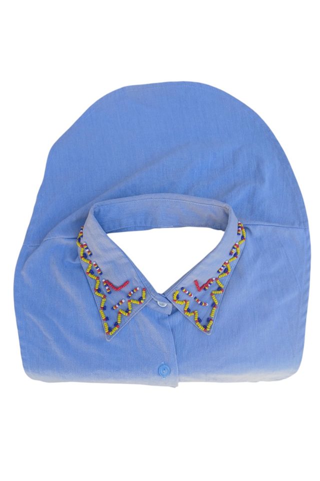 Vintage Blue Cotton Dickie With Beading Selected By Ankh By Racquel #2