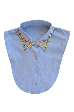 Vintage Blue Cotton Dickie With Beading Selected By Ankh By Racquel