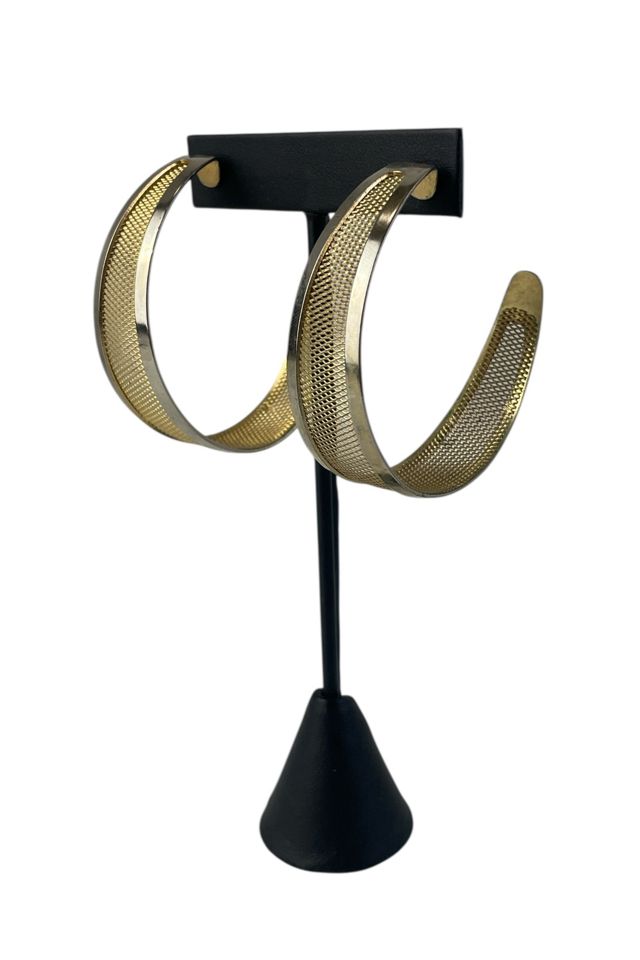 Vintage Large Gold Hoops With Mesh Cutout Selected By Ankh By Racquel #1