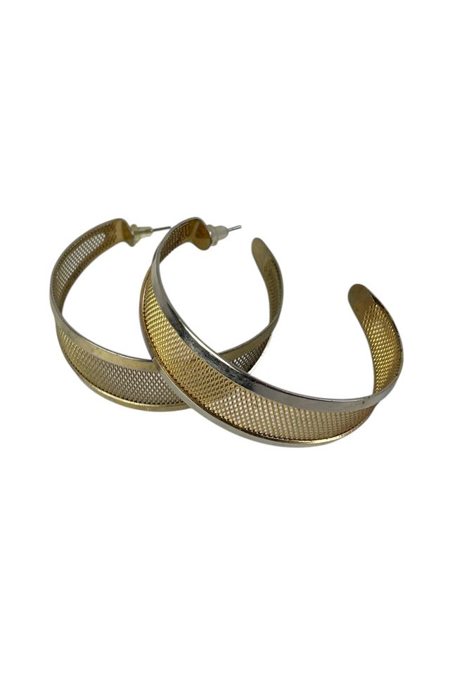 Vintage Large Gold Hoops With Mesh Cutout Selected By Ankh By Racquel #3