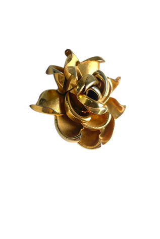 Sculptural Vintage Gold Rose Brooch Selected By Ankh By Racquel