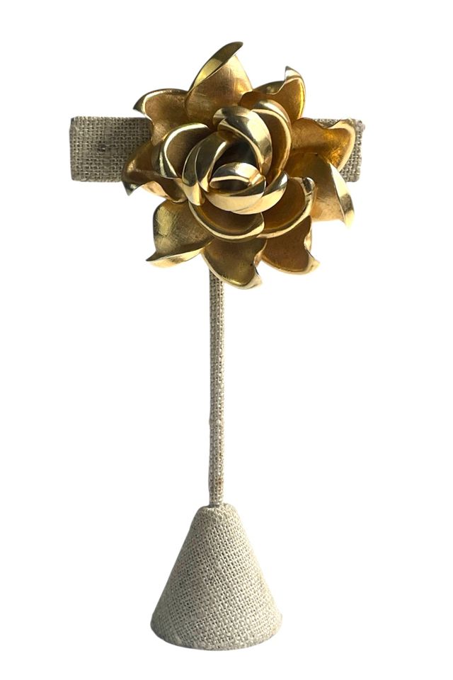 Sculptural Vintage Gold Rose Brooch Selected By Ankh By Racquel #1