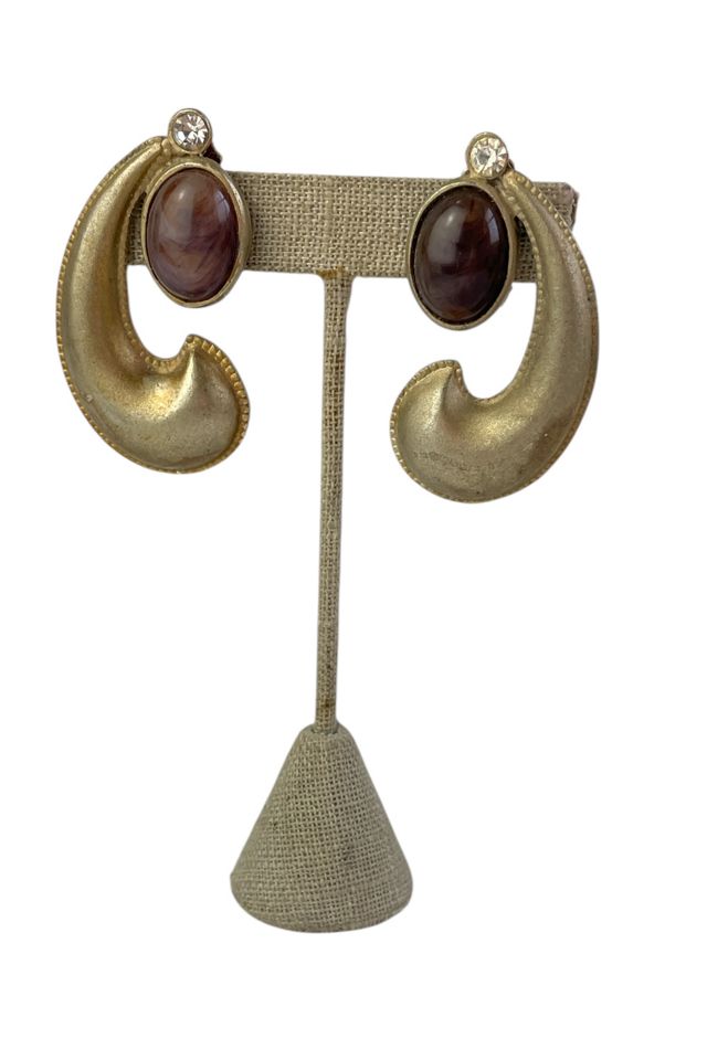 Matte Gold Abstract Vintage Earrings Selected By Ankh By Racquel #1