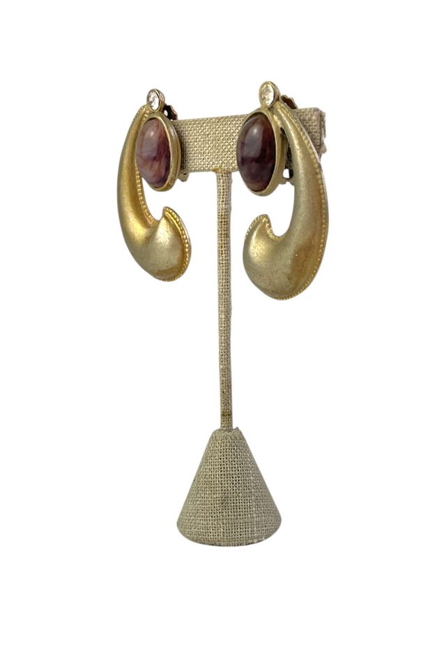 Matte Gold Abstract Vintage Earrings Selected By Ankh By Racquel #2