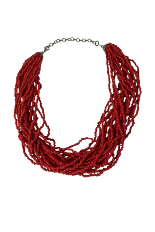 Vintage Red Layered Beaded Necklace Selected By Ankh By Racquel