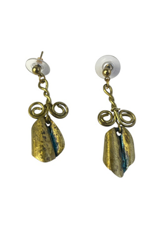Vintage Sculptural Brass Dangle Earrings Selected By Ankh By Racquel