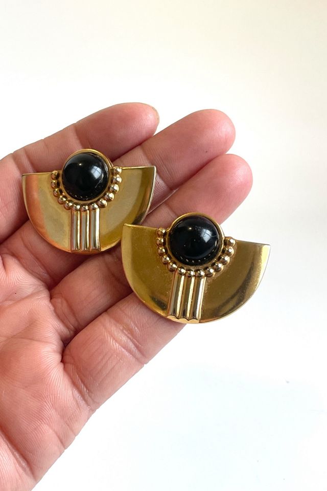 Vintage Gold And Black Semicircle Earrings Selected By Ankh By Racquel #1