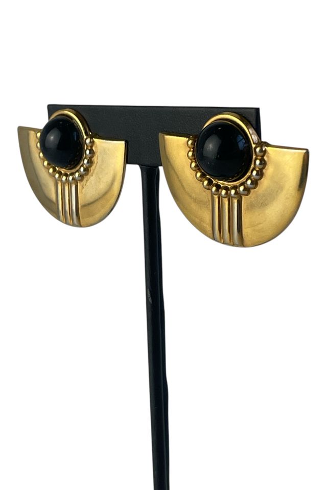 Vintage Gold And Black Semicircle Earrings Selected By Ankh By Racquel #2