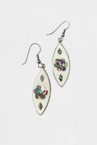 Vintage Mexican Alpaca Enamel Shell Inlay Drop earrings Selected by MARMALADE