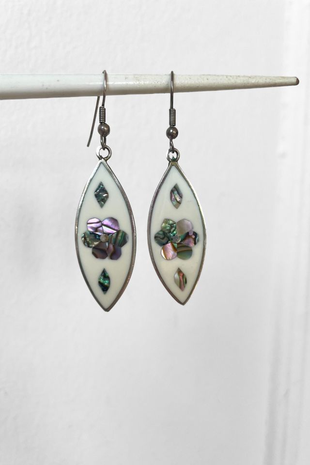 Vintage Mexican Alpaca Enamel Shell Inlay Drop earrings Selected by MARMALADE #2