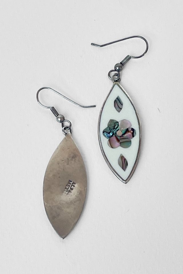 Vintage Mexican Alpaca Enamel Shell Inlay Drop earrings Selected by MARMALADE #3