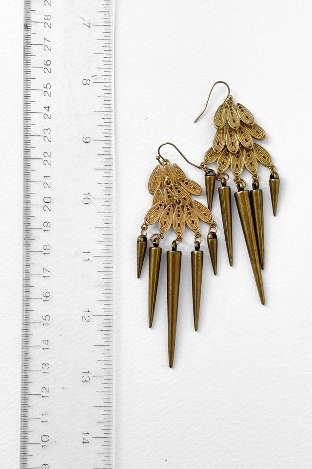 Vintage 70s Boho Brass Filigree Chandelier Earrings Selected by MARMALADE #1
