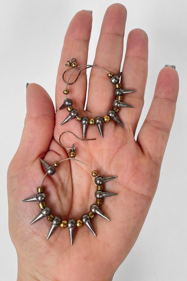 Vintage Y2K Mixed Metal Spiky Hoop Earrings Selected by MARMALADE #3