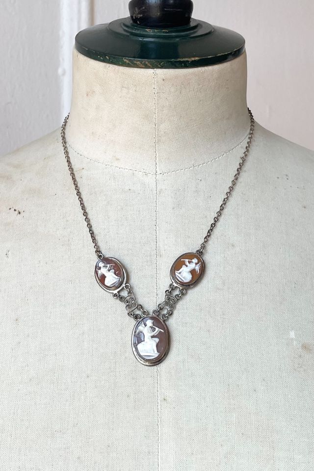 Antique Silver 3 Angels Shell Cameo Necklace Selected by MARMALADE #1