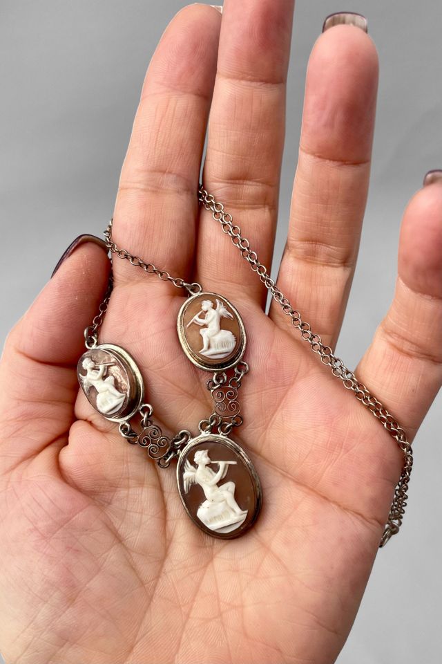 Antique Silver 3 Angels Shell Cameo Necklace Selected by MARMALADE #2