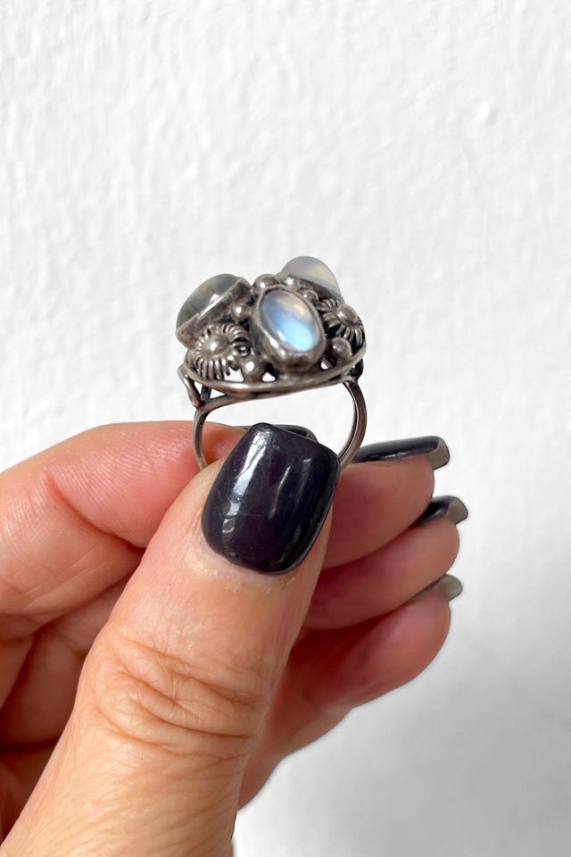 Antique Arts and Crafts Era Triple Moonstone Ring Selected by MARMALADE #1