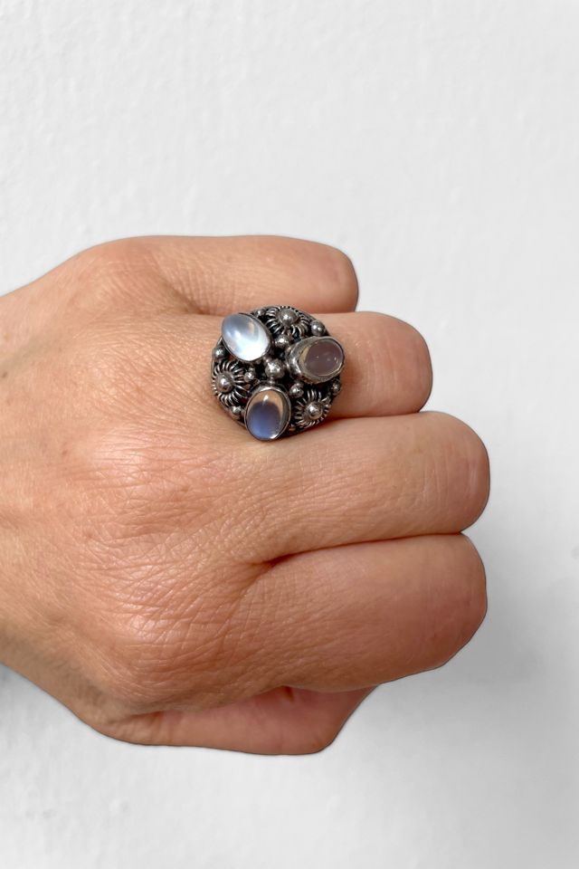 Antique Arts and Crafts Era Triple Moonstone Ring Selected by MARMALADE #2