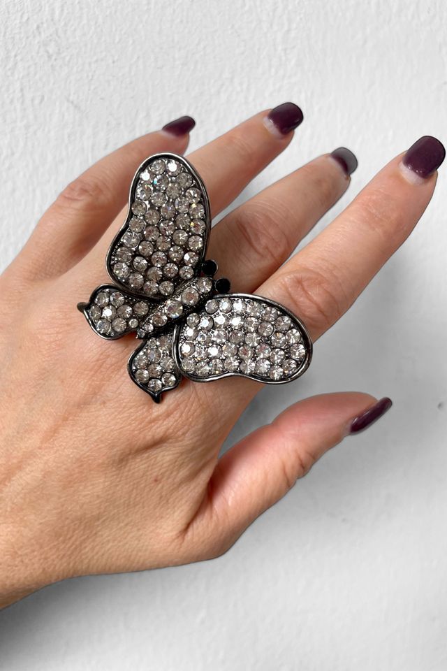 Giant Vintage Rhinestone Crystal Y2K Butterfly Ring Selected by MARMALADE #1